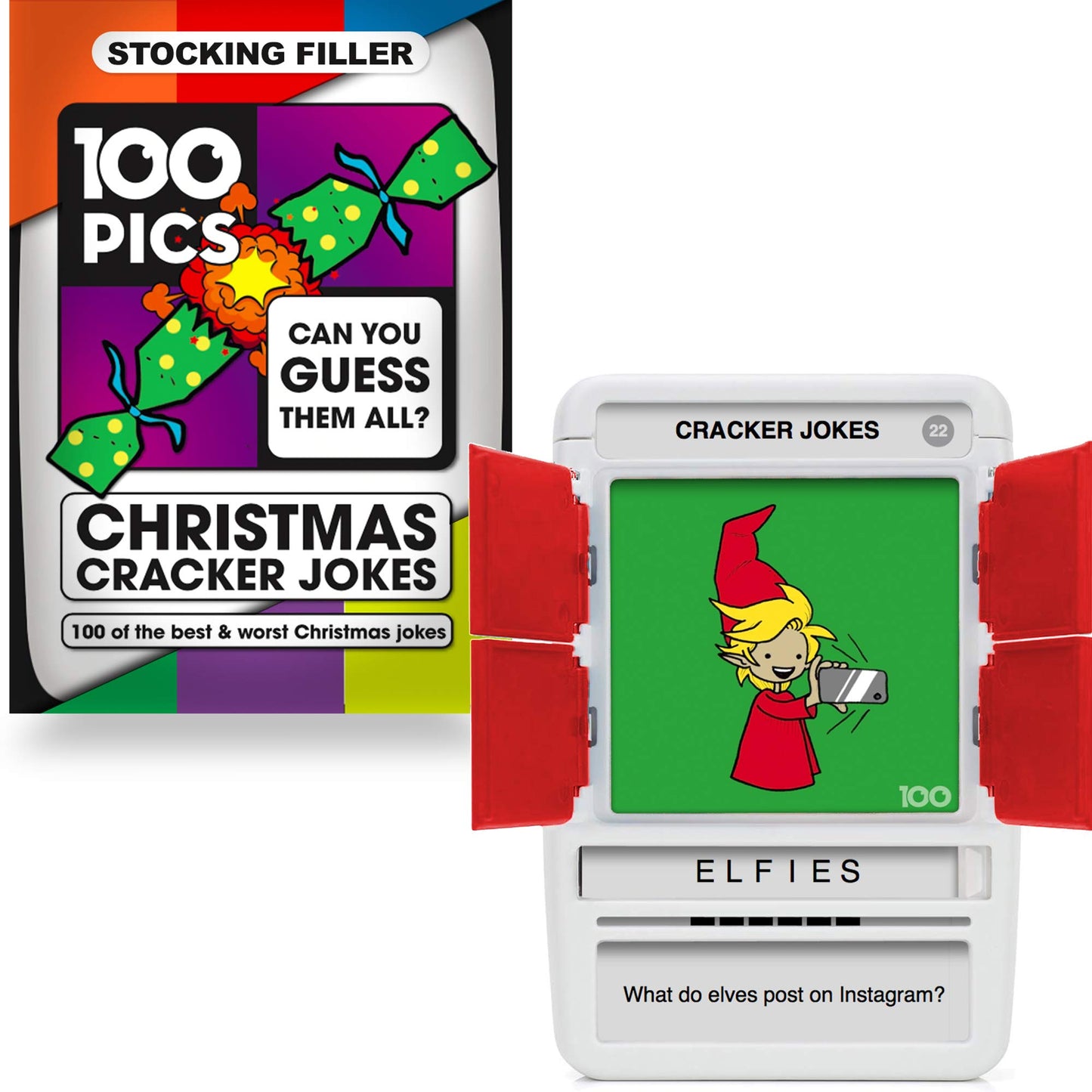 100 PICS Christmas Jokes Family Game - Secret Santa Stocking Fillers Xmas Gifts And Travel Card Games
