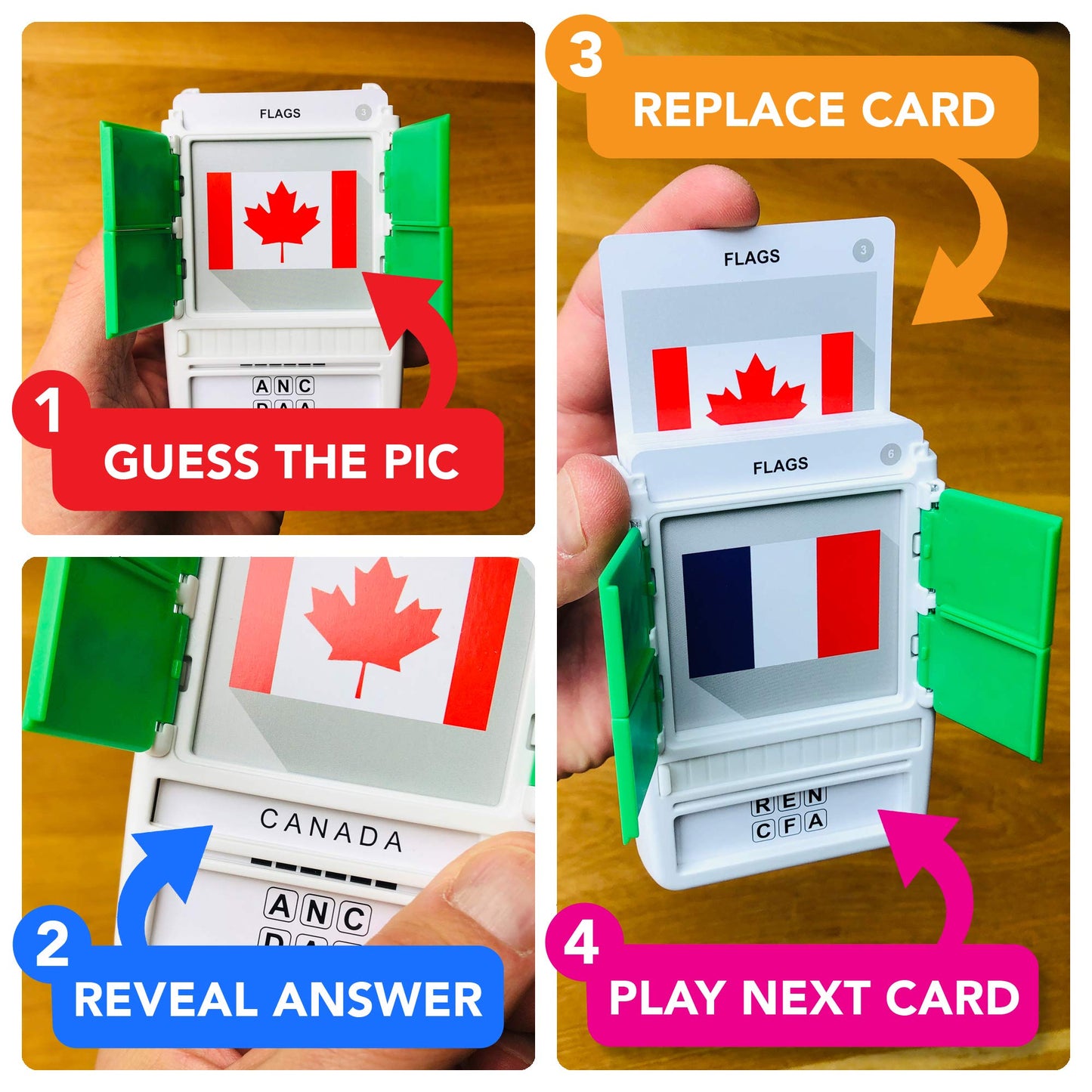 100 PICS Flags of The World Travel Game - Learn 100 Country Flags | Flash Cards with Slide Reveal Case | Geography Card Game, Gift, Stocking Filler | for Kids and Adults | Ages 6+