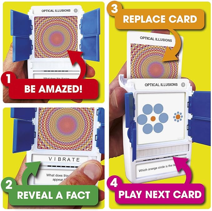 100 PICS Optical Illusions Travel Game - Try 100 Illusions | Flash Cards with Slide Reveal Case | Card Game, Gift, Stocking Filler | Ages 6+