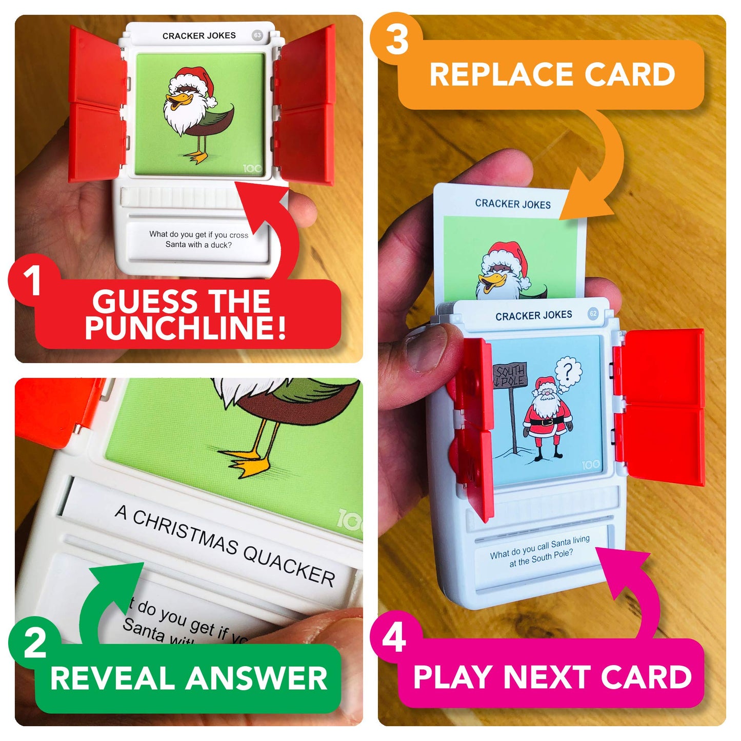 100 PICS Christmas Jokes Family Game - Secret Santa Stocking Fillers Xmas Gifts And Travel Card Games