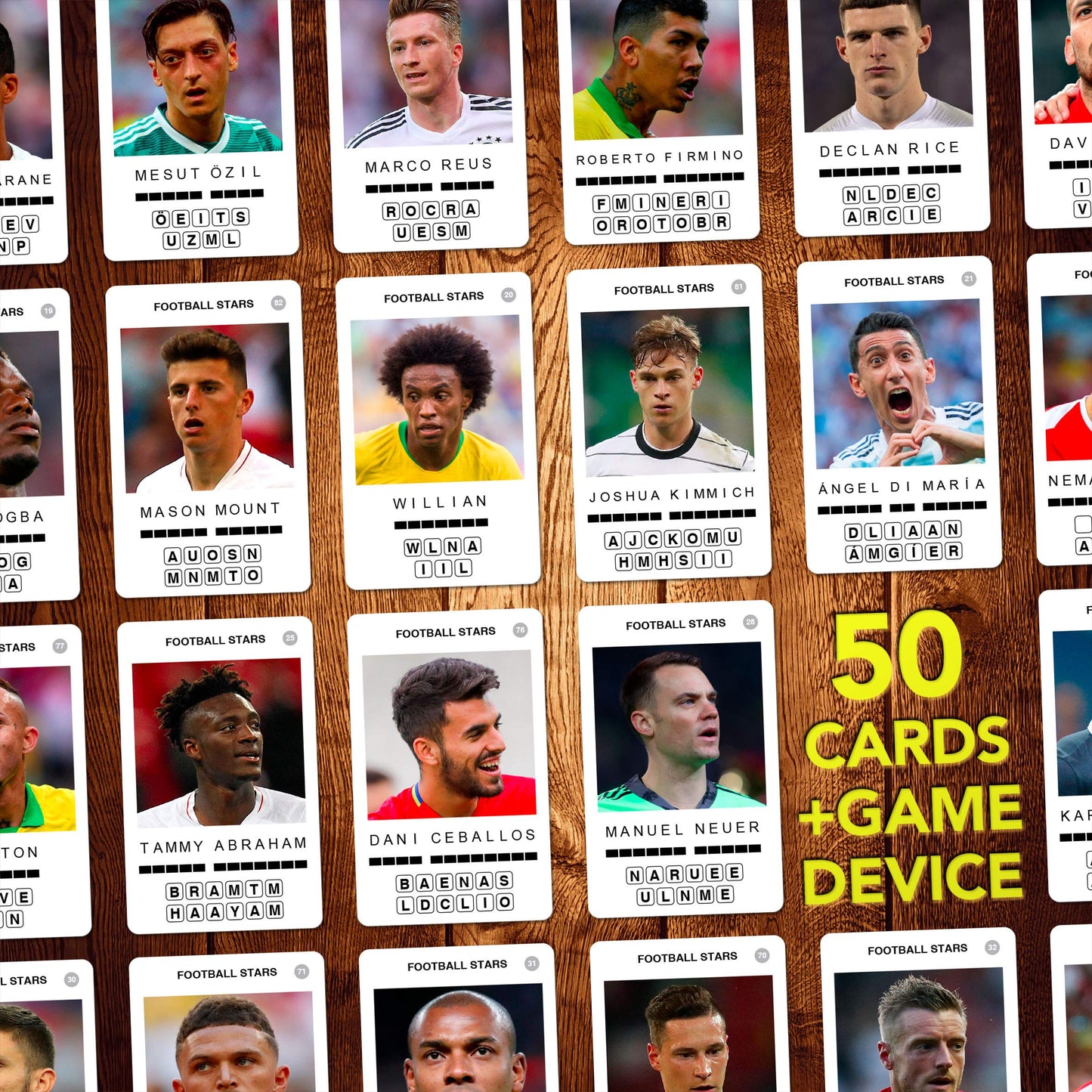 100 PICS Football Stars Travel Game - Guess 100 Players | Flash Cards with Slide Reveal Case | Quiz Card Game, Gift, Stocking Filler | For Kids and Adults | Ages 6+