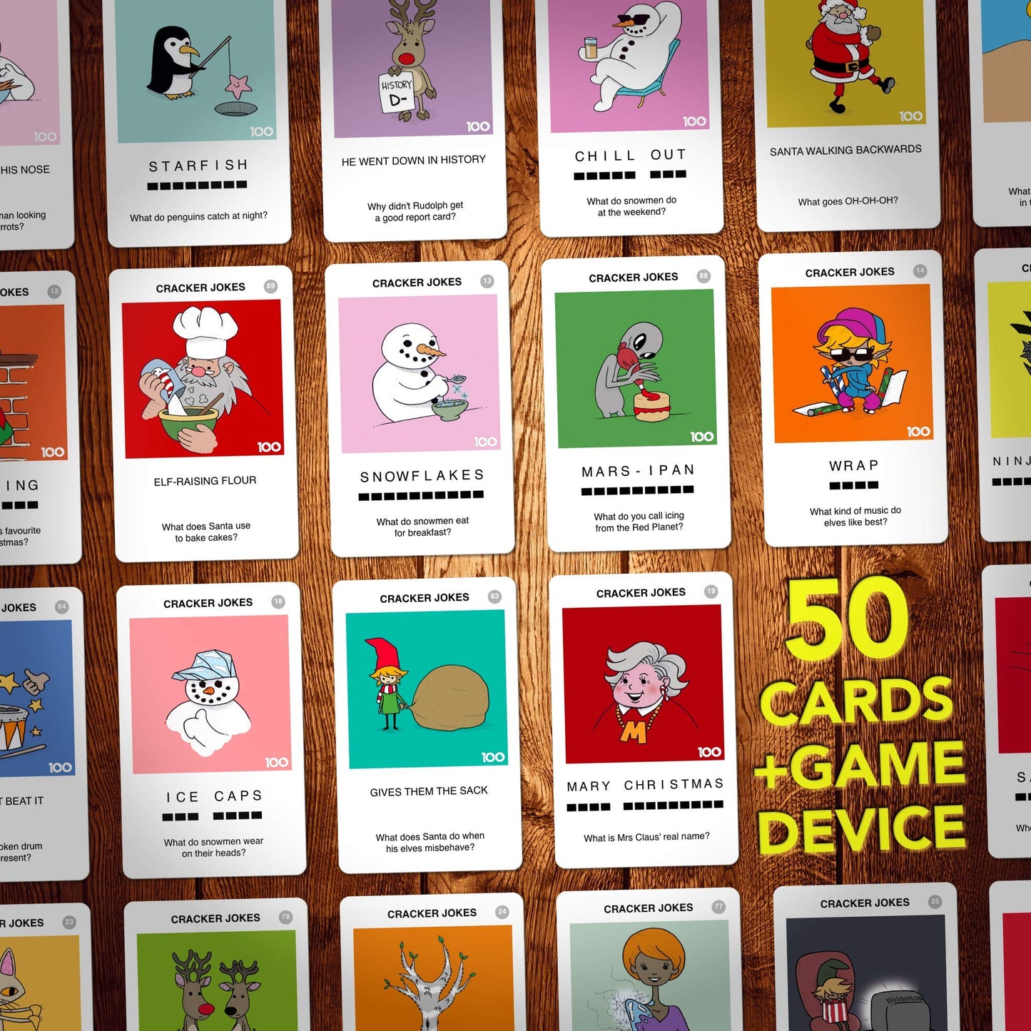 100 PICS Christmas Jokes Family Game - Secret Santa Stocking Fillers Xmas Gifts And Travel Card Games