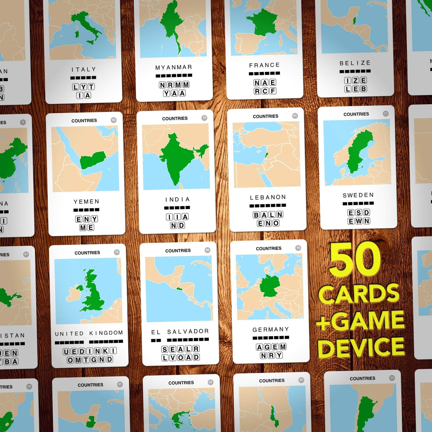 100 PICS Countries of the World Travel Game - Geography Flash Card Quiz, Pocket Puzzles For Kids And Adults