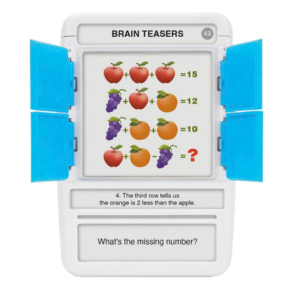 100 PICS Brain Teasers | Travel Game | Flash Cards with Slide Reveal Case | Card Game, Gift, Stocking Filler | Hours of Fun for Kids and Adults | Age 6+