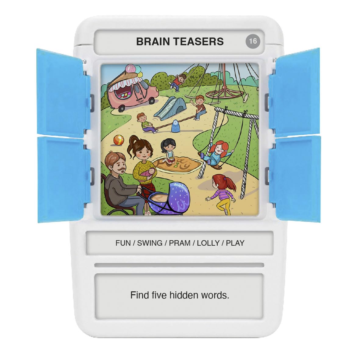 100 PICS Brain Teasers | Travel Game | Flash Cards with Slide Reveal Case | Card Game, Gift, Stocking Filler | Hours of Fun for Kids and Adults | Age 6+