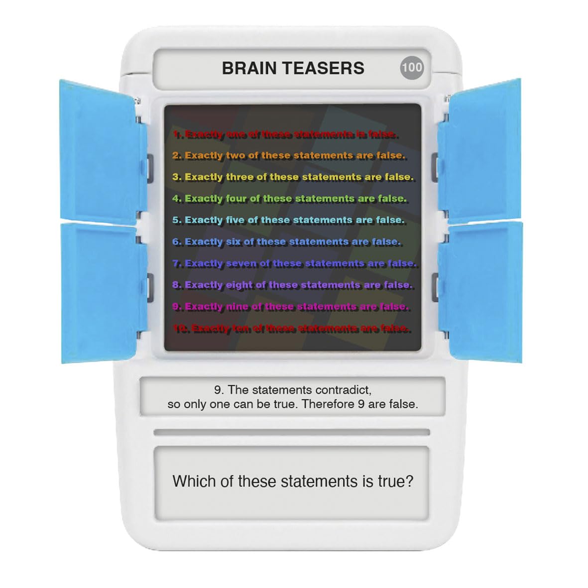 100 PICS Brain Teasers | Travel Game | Flash Cards with Slide Reveal Case | Card Game, Gift, Stocking Filler | Hours of Fun for Kids and Adults | Age 6+