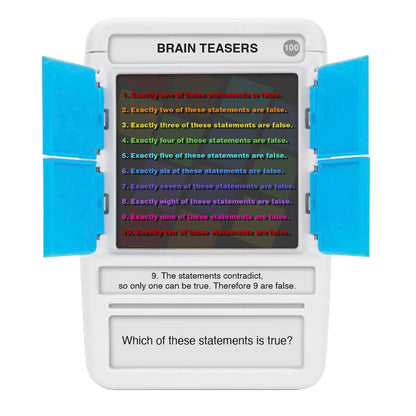 100 PICS Brain Teasers | Travel Game | Flash Cards with Slide Reveal Case | Card Game, Gift, Stocking Filler | Hours of Fun for Kids and Adults | Age 6+