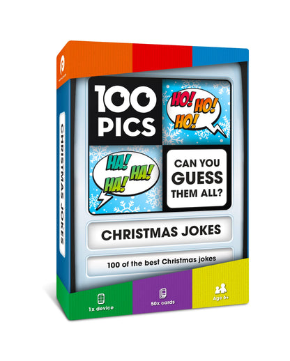 100 PICS Christmas Jokes Family Game - Secret Santa Stocking Fillers Xmas Gifts And Travel Card Games