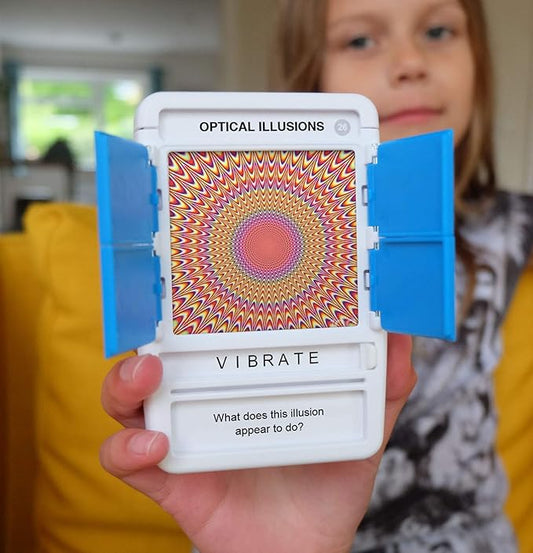 100 PICS Optical Illusions Travel Game - Try 100 Illusions | Flash Cards with Slide Reveal Case | Card Game, Gift, Stocking Filler | Ages 6+