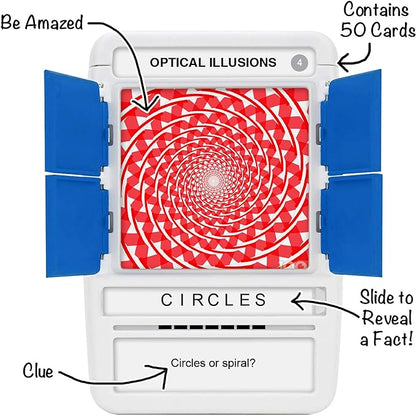 100 PICS Optical Illusions Travel Game - Try 100 Illusions | Flash Cards with Slide Reveal Case | Card Game, Gift, Stocking Filler | Ages 6+