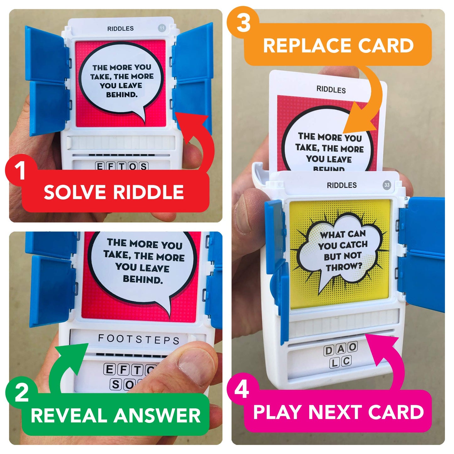 100 PICS Riddles - Guess 100 Riddles | Flash Cards with Slide Reveal Case | Travel Game, Gift, Stocking Filler | Fun for Kids and Adults - Play Together | Ages 6+