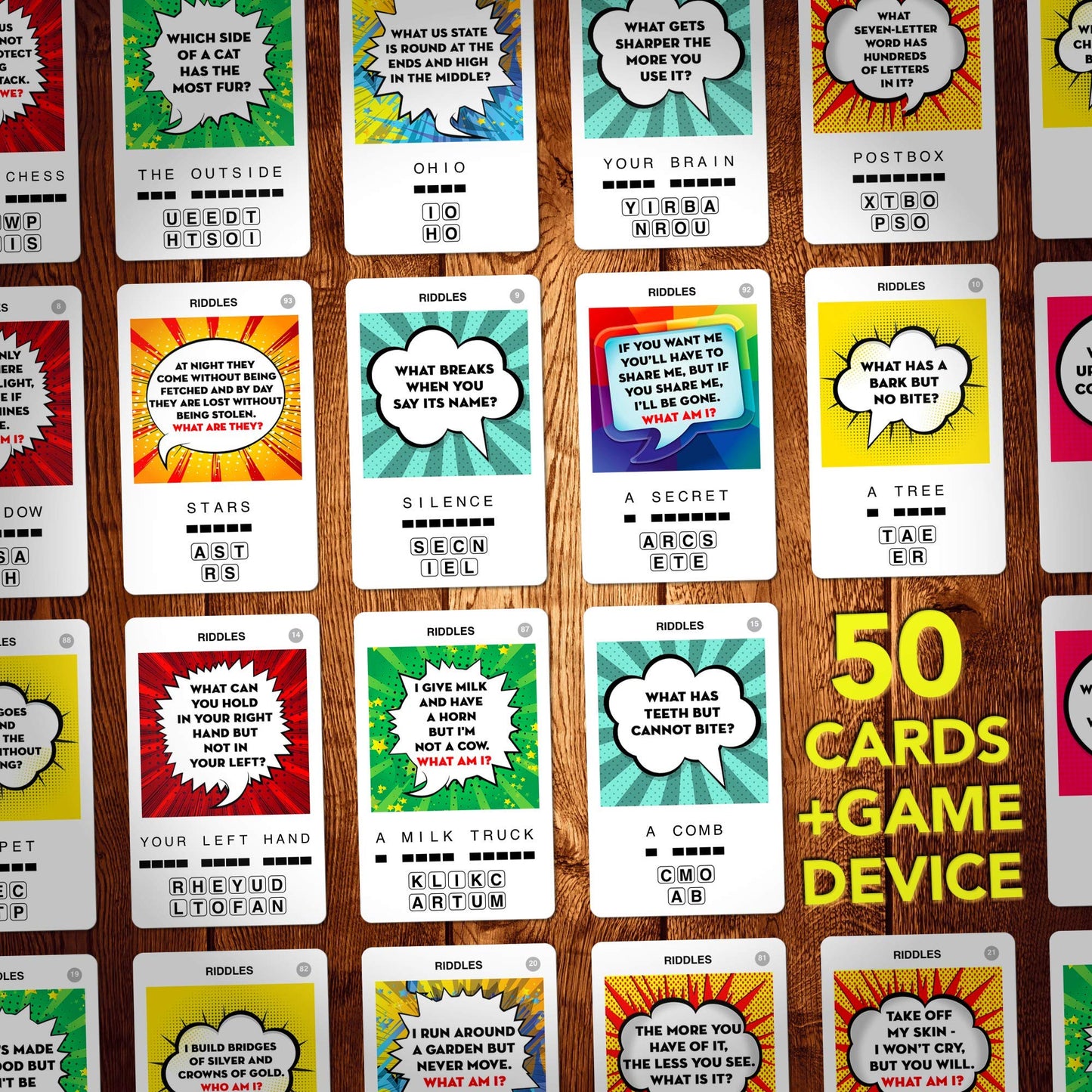 100 PICS Riddles - Guess 100 Riddles | Flash Cards with Slide Reveal Case | Travel Game, Gift, Stocking Filler | Fun for Kids and Adults - Play Together | Ages 6+