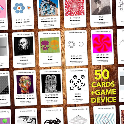 100 PICS Optical Illusions Travel Game - Try 100 Illusions | Flash Cards with Slide Reveal Case | Card Game, Gift, Stocking Filler | Ages 6+